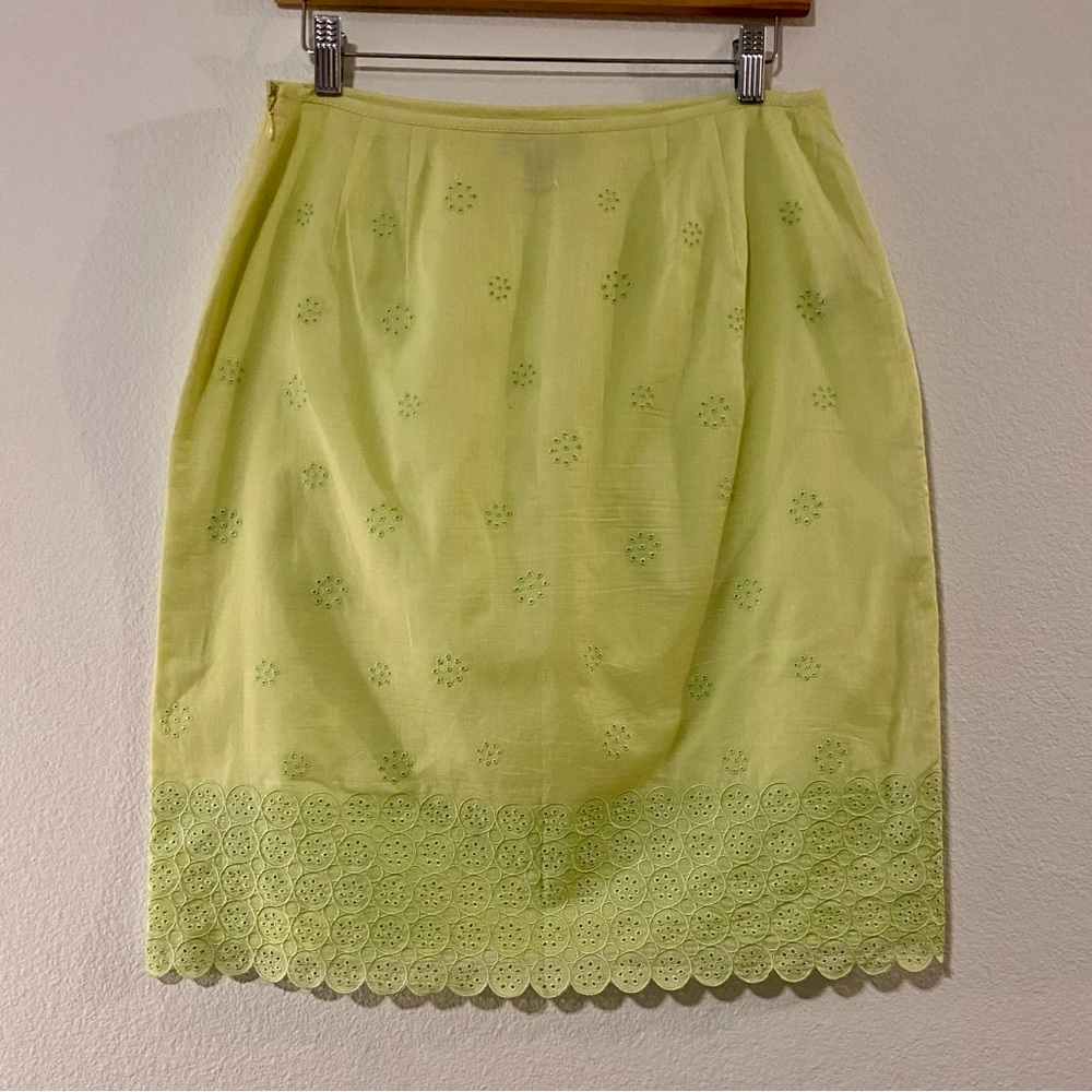 Ann Taylor Lined Cotton Green Skirt